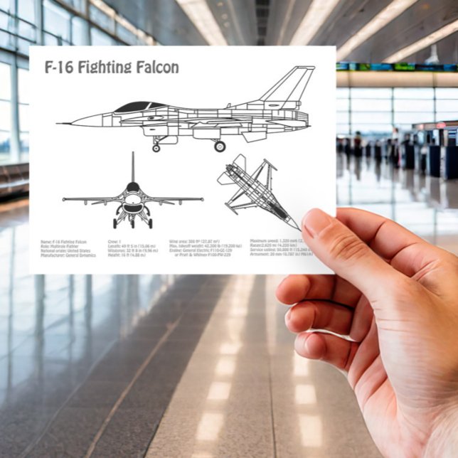 F-16 Fighting Falcon - Airplane Blueprint Plans BD Postcard (Creator Uploaded)