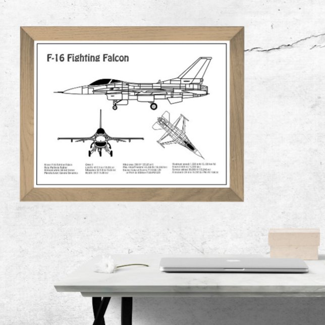 F-16 Fighting Falcon - Airplane Blueprint Plans BD Poster (Creator Uploaded)