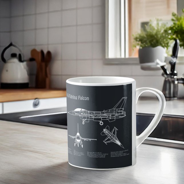 F-16 Fighting Falcon - Airplane Blueprint Plans PD Coffee Mug (Creator Uploaded)