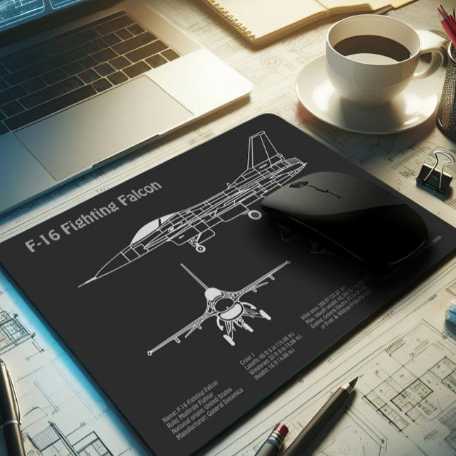 F-16 Fighting Falcon - Airplane Blueprint Plans PD Mouse Pad (Creator Uploaded)
