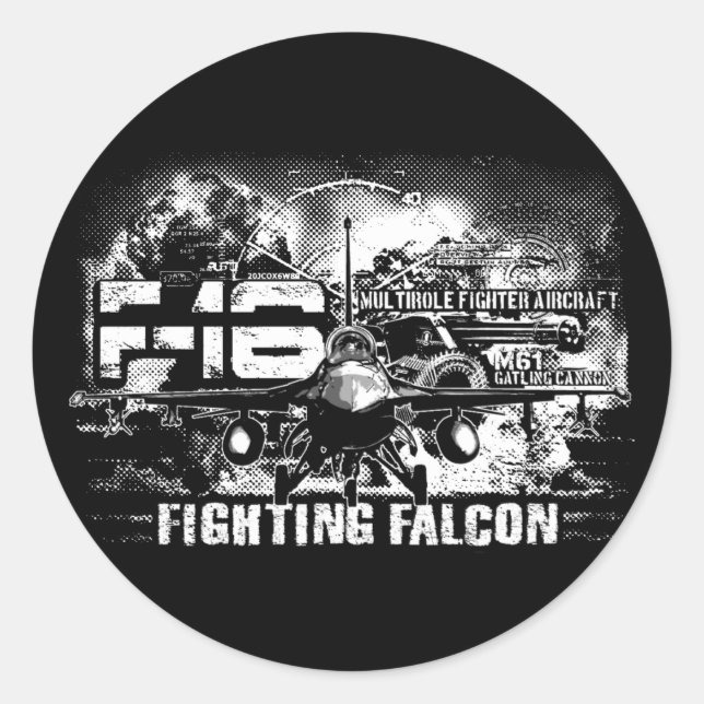 F-16 Fighting Falcon Classic Round Sticker (Front)