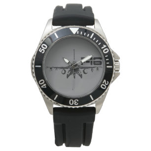 F-16 Fighting Falcon Crown Protector Black Rubber Watch