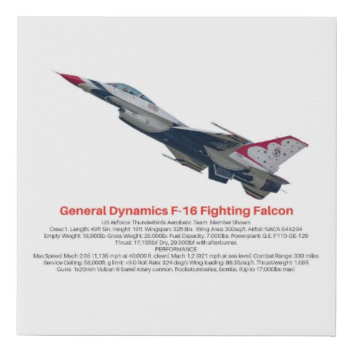 F_16 Fighting Falcon Fighter Jet Faux Canvas Print