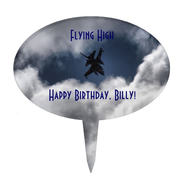 F-16 Fighting Falcon Happy Birthday Billy Cake Topper (Front)