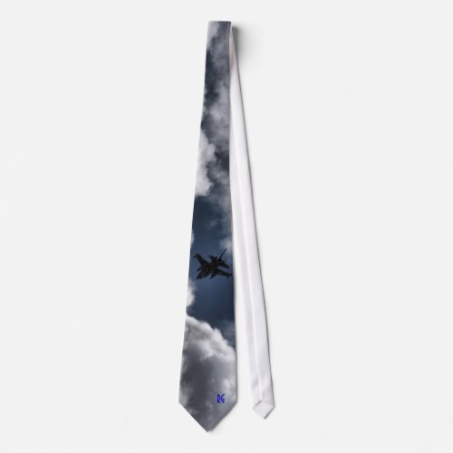 F_16 Fighting Falcon in the Clouds Single Side Neck Tie
