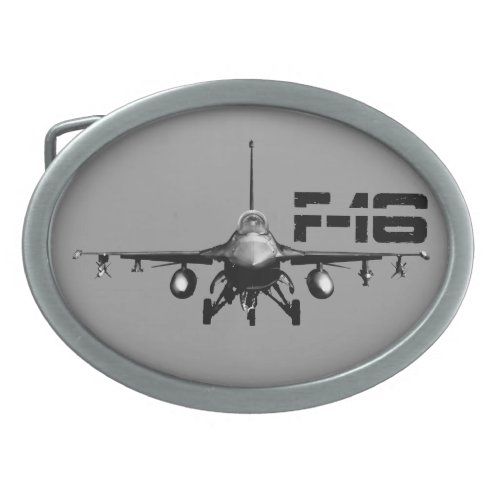 F_16 Fighting Falcon Oval Belt Buckle