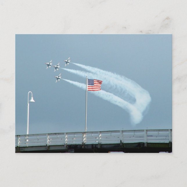F-16 Fighting Falcons American Flag Postcard (Front)