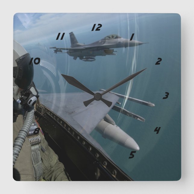 F-16 Fighting Falcons Square Wall Clock (Front)