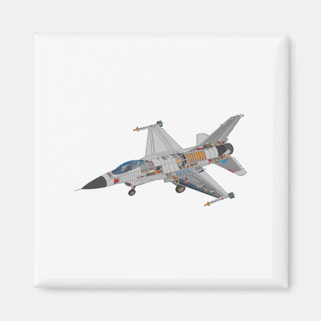 F-16 Military Fighter Jet Internal Mechanics Magnet (Front)