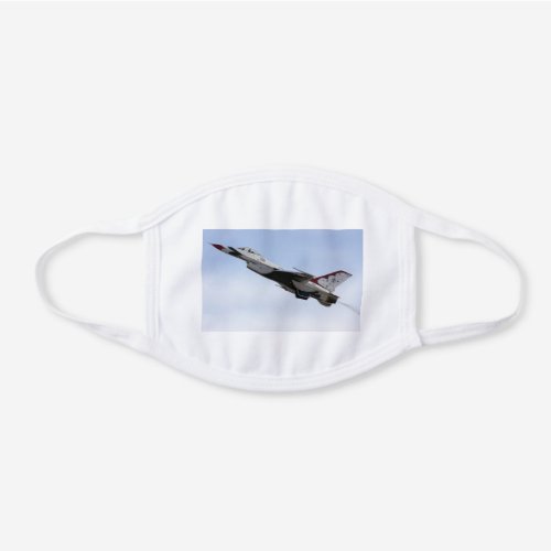 F_16 Thunderbird In Flight White Cotton Face Mask