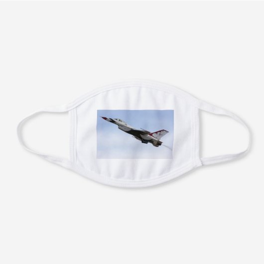 F-16 Thunderbird In Flight White Cotton Face Mask (Front)