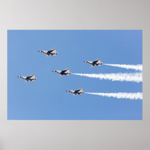 F-16 Thunderbirds flying the five-card formation Poster