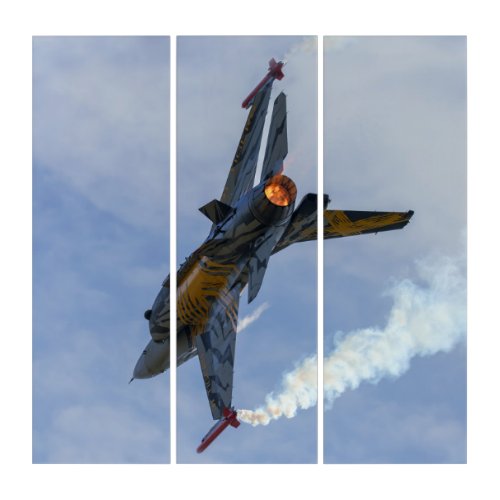 F_16 Tiger Turns And Burns Acrylic Print Triptych