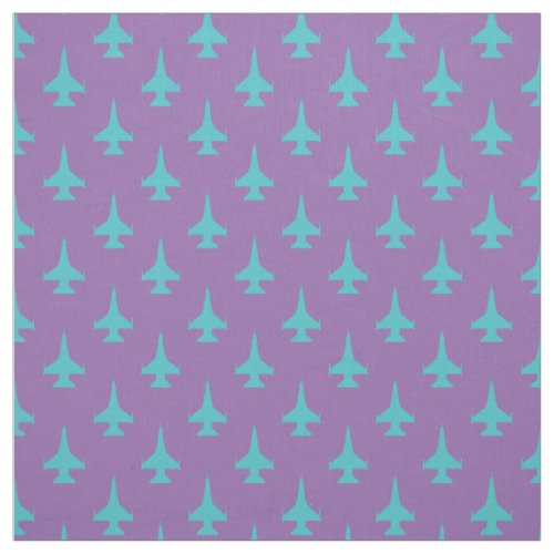 F_16 Viper Falcon Fighter Jet Pattern Turquoise Fabric