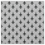 F-16 Viper Fighter Jet Black on Gray Fabric
