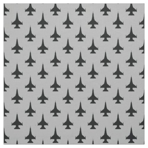 F_16 Viper Fighter Jet Black on Gray Fabric