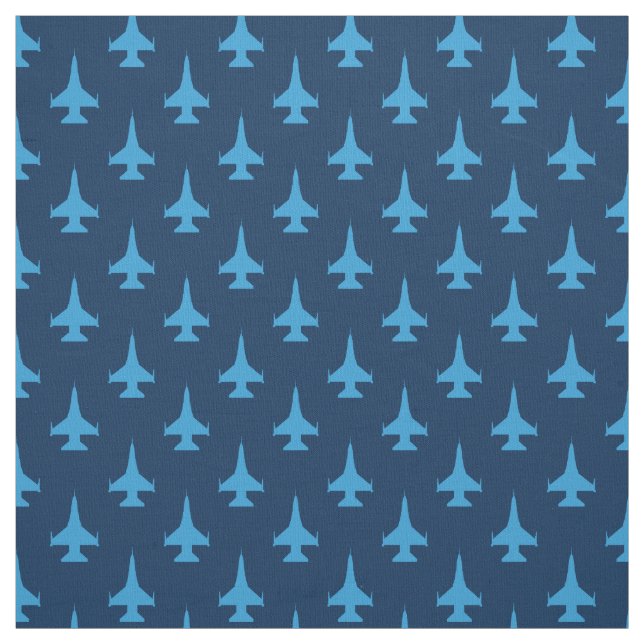 F-16 Viper Fighter Jet Pattern Blue Fabric (Swatch)