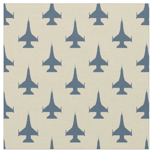 F_16 Viper Fighter Jet Pattern Dusty Blue on Cream Fabric