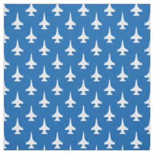 F-16 Viper Fighter Jet Pattern White Fabric