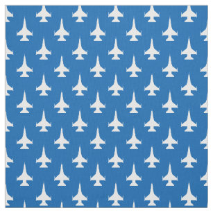 F-16 Viper Fighter Jet Pattern White Fabric