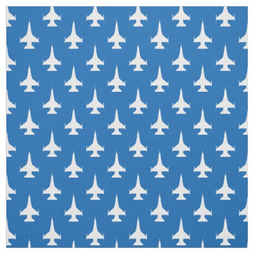 F-16 Viper Fighter Jet Pattern White Fabric
