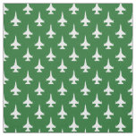 F-16 Viper Fighter Jet Pattern White on Green Fabric