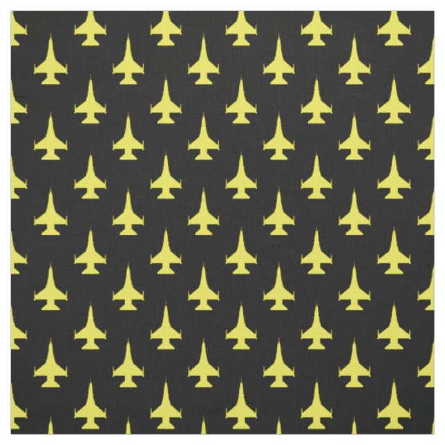 F-16 Viper Fighter Jet Pattern Yellow Fabric (Swatch)