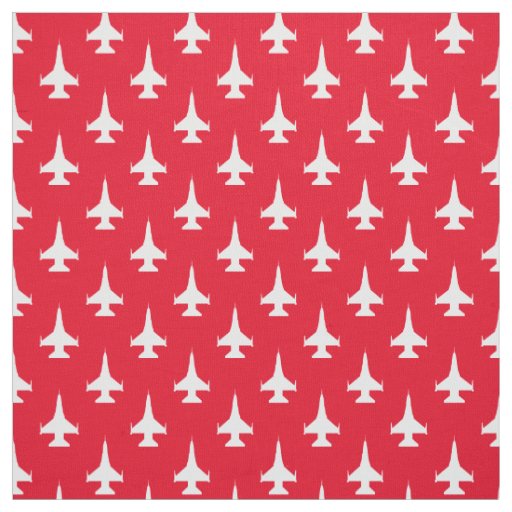 F-16 Viper Fighting Falcon Jet Pattern White Fabric
