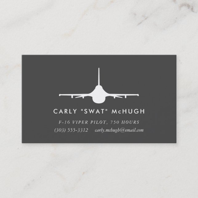 F-16 Viper Pilot with matching pattern Business Card (Front)