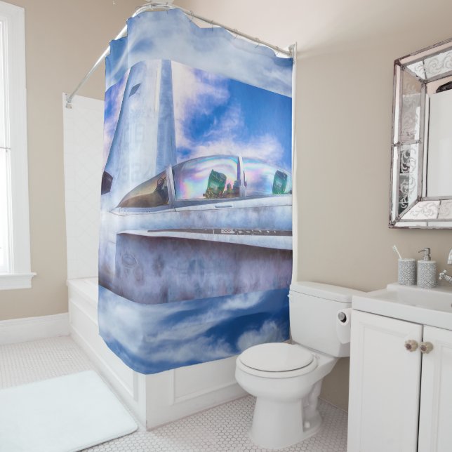 F-18 HORNET FIGHTER JET At Ease Shower Curtain (In Situ)