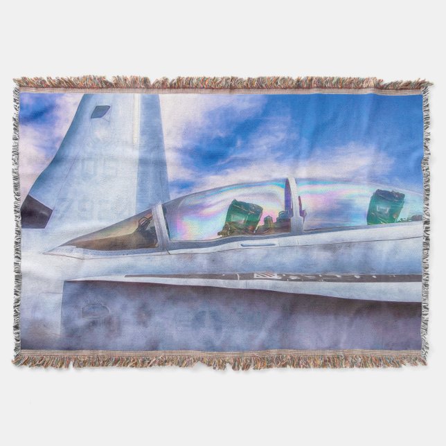 F-18 HORNET FIGHTER JET At Ease Throw Blanket (Front)