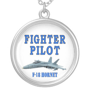 F-18 HORNET SILVER PLATED NECKLACE