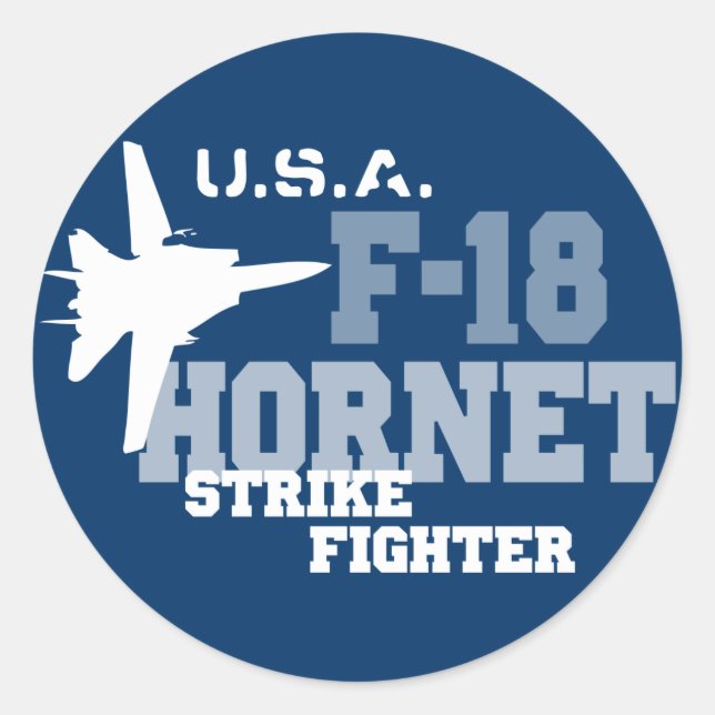 F-18 Hornet - Strike Fighter Classic Round Sticker (Front)