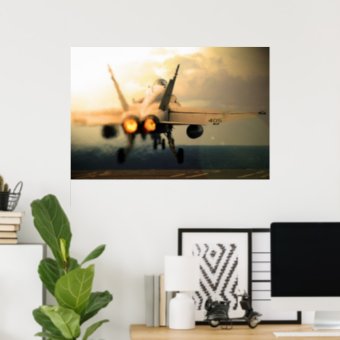 F-18C Hornet Carrier Afterburner Takeoff Poster | Zazzle