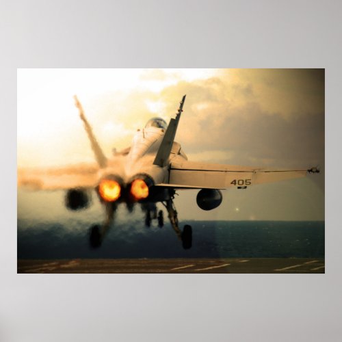 F_18C Hornet Carrier Afterburner Takeoff Poster