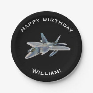 F-22 Fighter Jet Birthday with Personalized Name Paper Plates