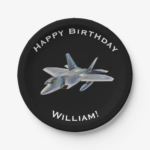 F_22 Fighter Jet Birthday with Personalized Name Paper Plates