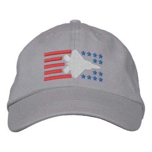 F_22 Fighter Jet Stars and Stripes Embroidered Baseball Hat