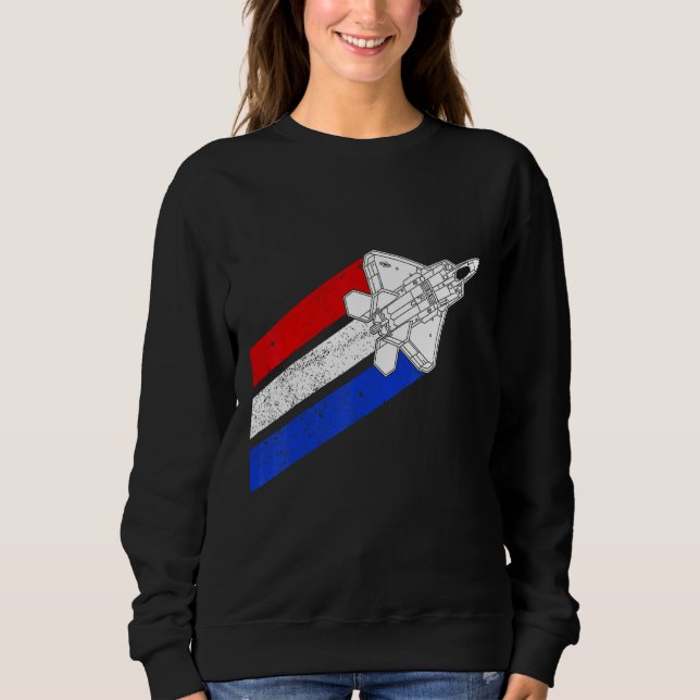 F-22 Raptor Airplane USA Contrails Red White Blue  Sweatshirt (Front)