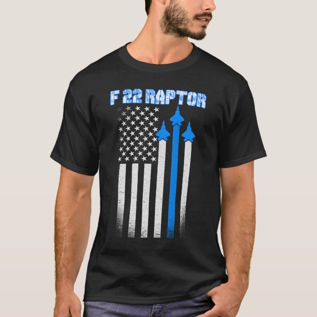 F 22 Raptor American jet Distressed Flag T-Shirt (Front)