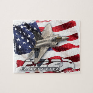 F-22 Raptor and American Flag Jigsaw Puzzle
