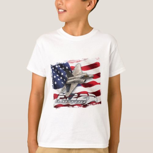 F_22 Raptor and American Flag T_Shirt