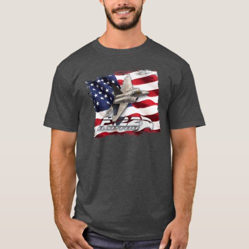 F_22 Raptor and American Flag T_Shirt