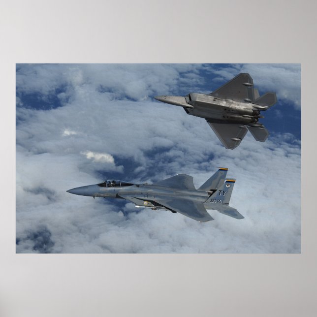 F-22 Raptor and F-15 strike eagle Poster (Front)