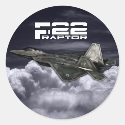 F_22 RAPTOR CLASSIC ROUND STICKER