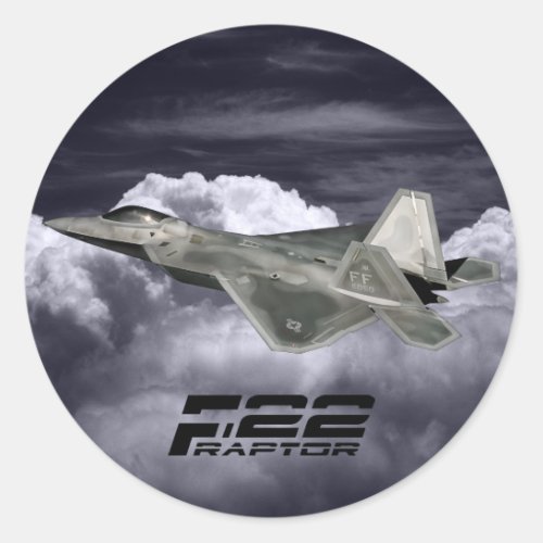 F_22 RAPTOR Classic Round Sticker