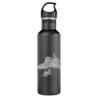 F-22 Raptor Fighter Aircraft Air Force Blueprint Stainless Steel Water Bottle