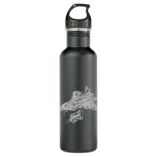 F_22 Raptor Fighter Aircraft Air Force Blueprint  Stainless Steel Water Bottle