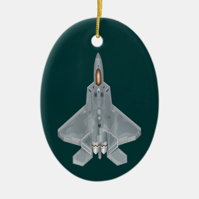 F-22 Raptor Fighter Jet Ceramic Ornament (Front)