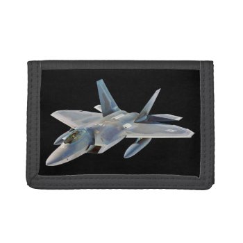 F-22 Raptor Fighter Jet Custom Background Color Trifold Wallet by RewStudio at Zazzle